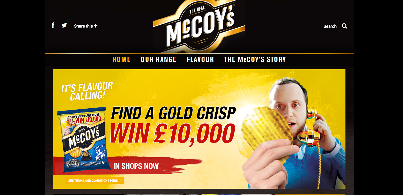 Ridged crisp brand McCoy’s is running ‘Win Gold’, an on-pack promotion offering five chances to win £10,000 by finding a golden crisp in a packet.