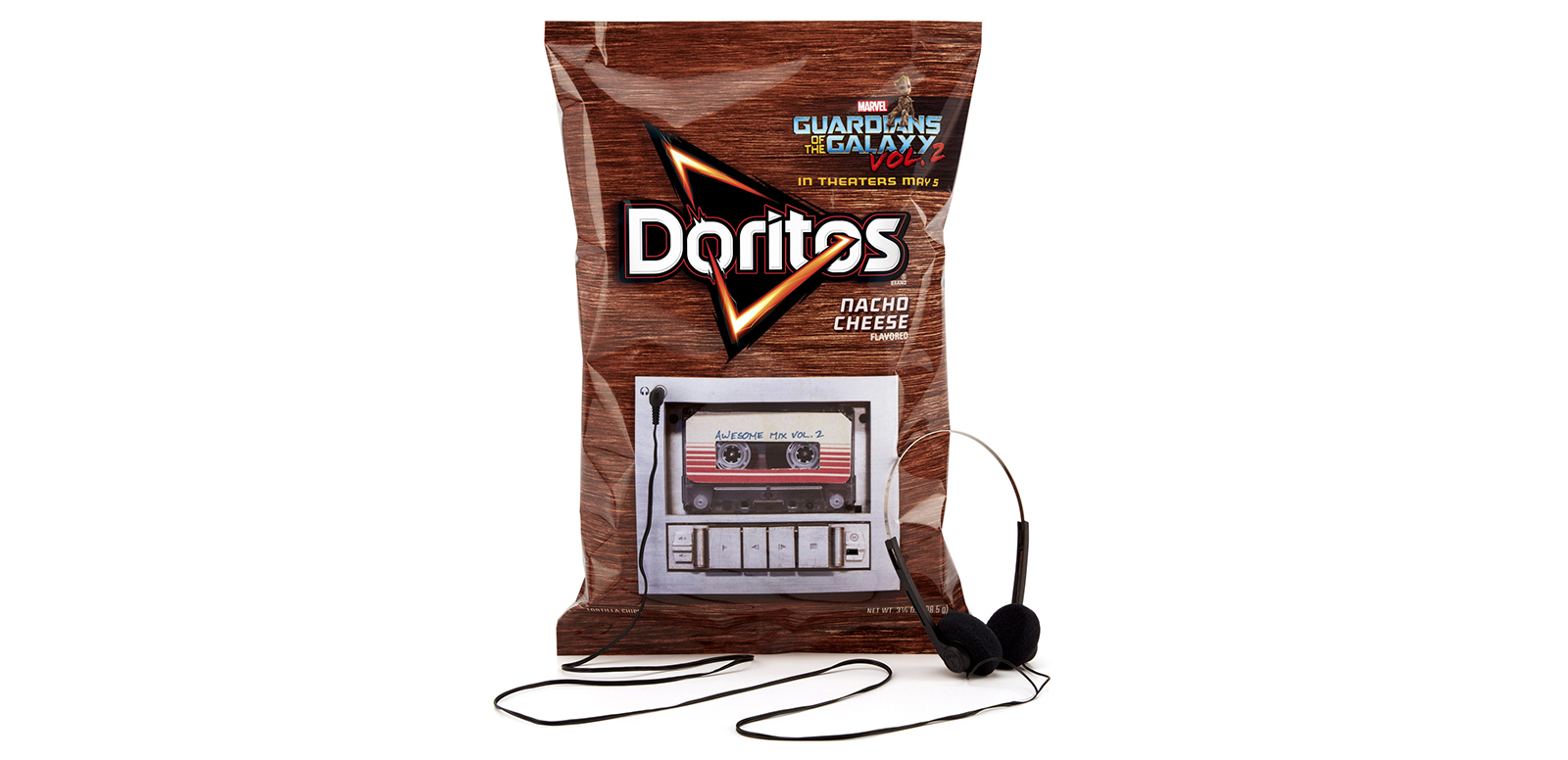 Doritos in the US has linked up with the new Marvel Studios' film, Guardians of the Galaxy Vol. 2, in a promotion which sees packs of the tortilla chip snack turned into music players that play the complete film soundtrack.