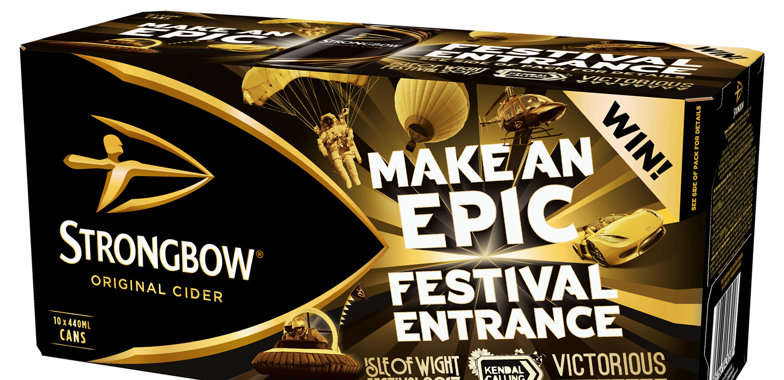 Heineken cider brand Strongbow is offering the chance to win a ‘Make an Epic Festival Entrance’ prize worth up to £10,000, including entrance to the selected festival for six people plus tents for accomodation.