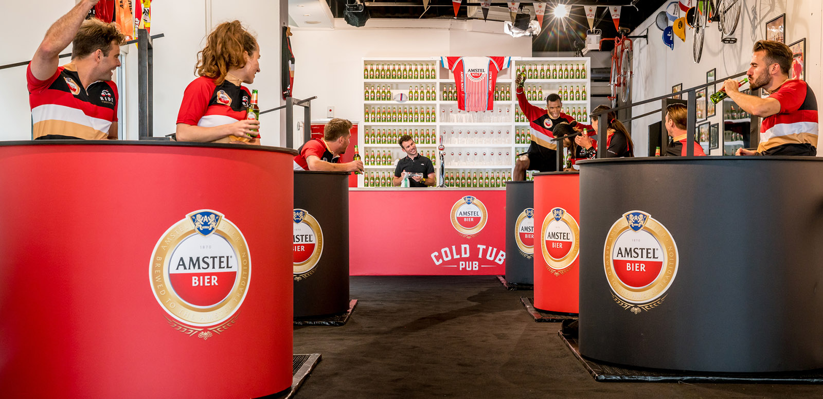 To celebrate Prudential RideLondon 2017, taking place today and tomorrow, Amstel has enlisted the help of cycling superstar and Olympian Mark Cavendish to open the world’s first ever ‘ice-bath pub’, where cyclists can rest their weary legs in cold tubs while enjoying a cold, refreshing Amstel Bier.