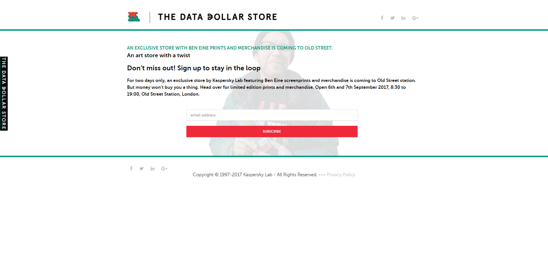 Cybersecurity firm Kaspersky Lab is running an experiential pop-up shop, The Data Dollar Store, at London’s Old Street Station on September 6th and 7th, in an attempt to highlight the fact that people do not understand just how valuable their personal data can be to big brands and criminals.