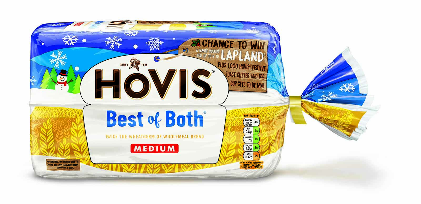 Hovis, the iconic British bread brand, is running a Christmas on-pack promotion on its Best of Both loaves offering consumers the chance to win a Grand Prize of a family holiday to Lapland plus winter experiences or one of 1,000 Hovis Christmas egg cup and toast cutter sets.