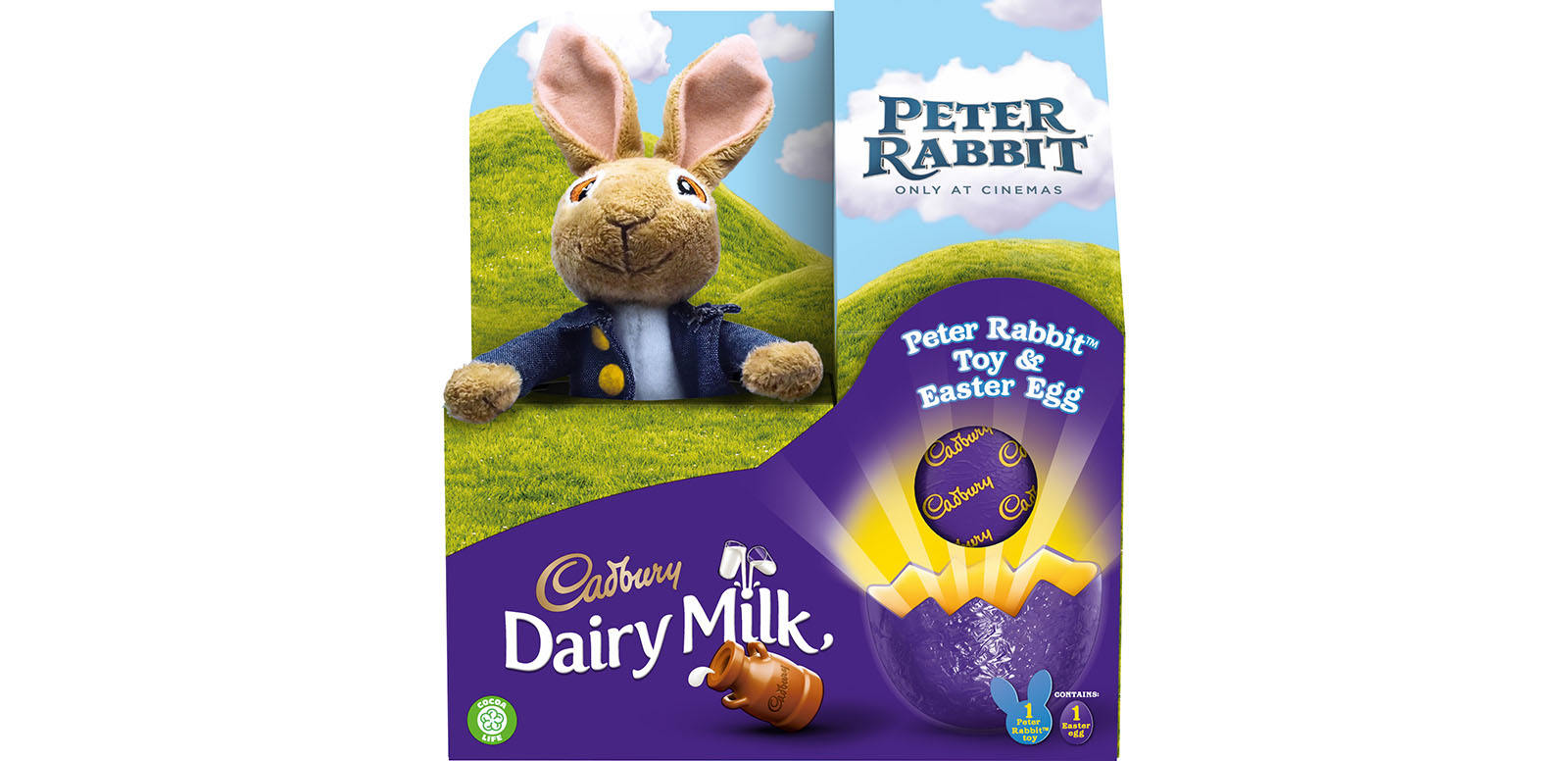 Cadbury is partnering the new live action/CGI movie, Peter Rabbit – launching in the UK on March 16th – for an on-pack promotion which will offer five families the chance to win their own break to the home of Peter Rabbit and Beatrix Potter, the Lake District, plus other Peter Rabbit-themed prizes including tote bags, bunny ears and carrot pens.