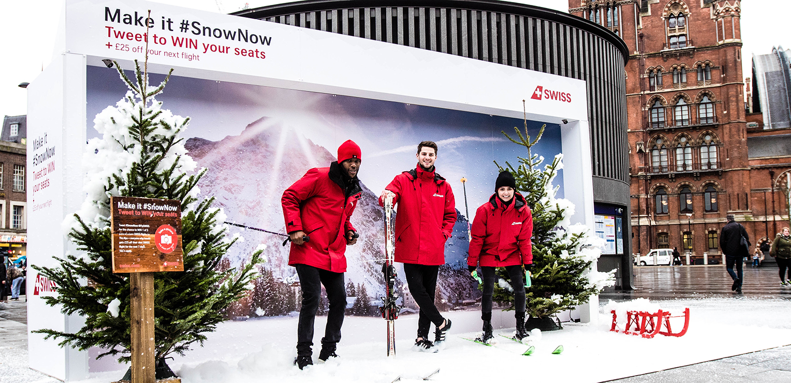 Specialist ski airline Swiss International Air Lines (SWISS) ran a one-day experiential campaign at King’s Cross station last week, bringing a powder day to London and encouraging commuters to dig out their salopettes and book flights to the Alps.