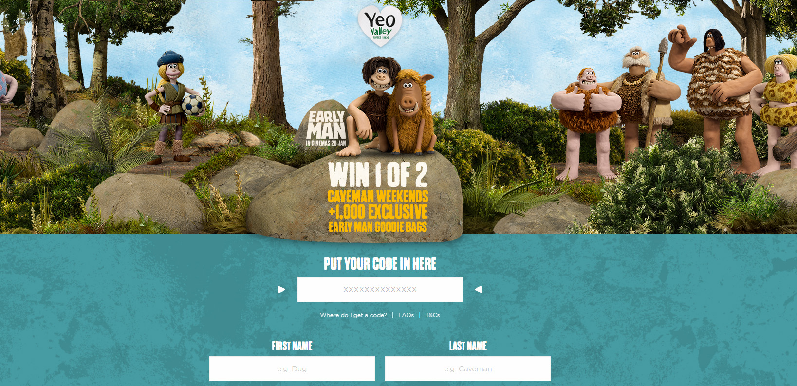 Dairy company Yeo Valley is running an on-pack promotion linked to the new Aardman film, Early Man, offering consumers the chance to win one of two Caveman breaks or one of 1,000 Early Man goodie bags.
