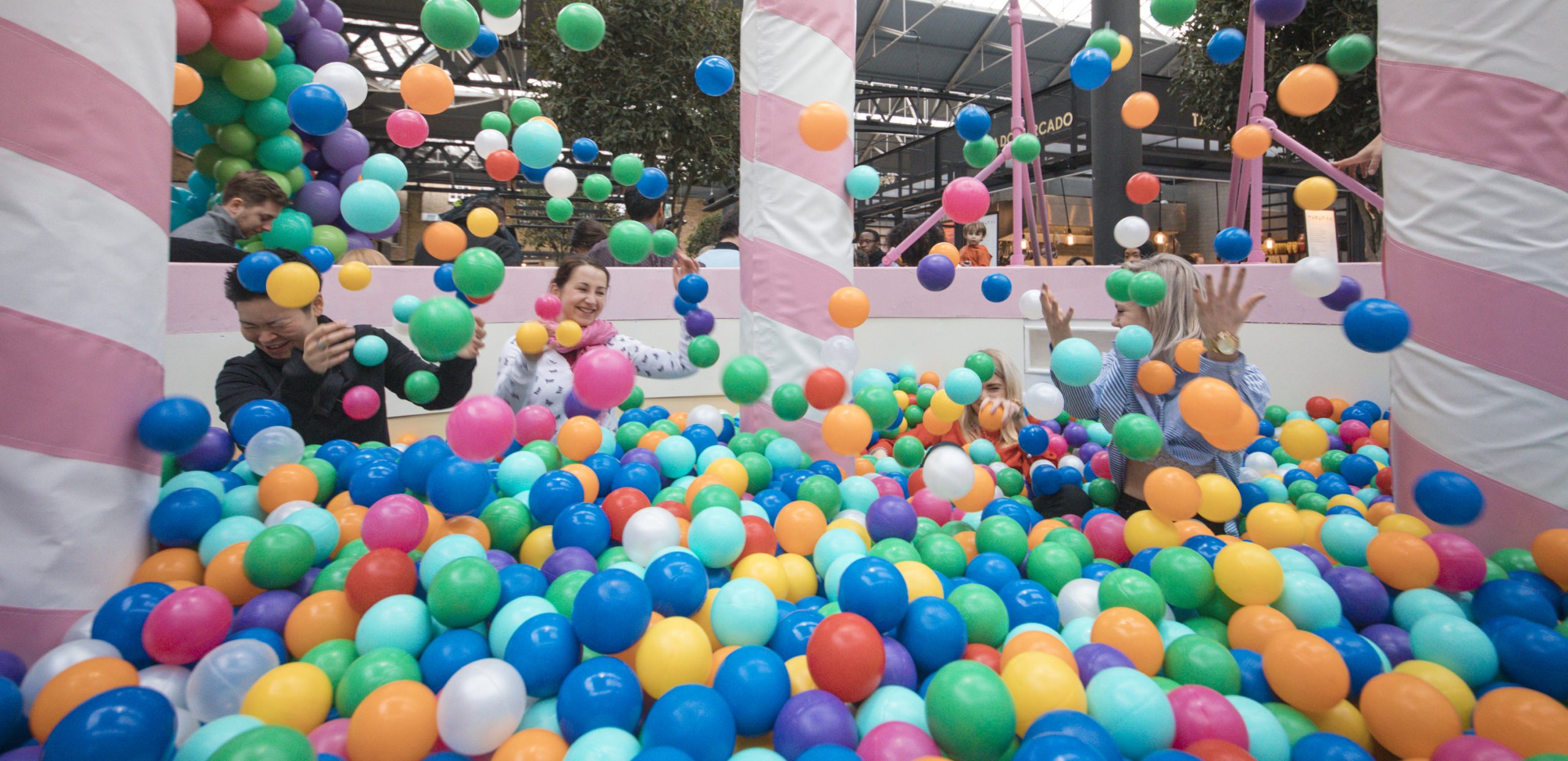 To celebrate its 40th birthday, and its new Birthday Cake flavour, ice-cream brand Ben & Jerry’s ran a giant birthday cake themed ball pit at London’s Old Spitalfields Market.