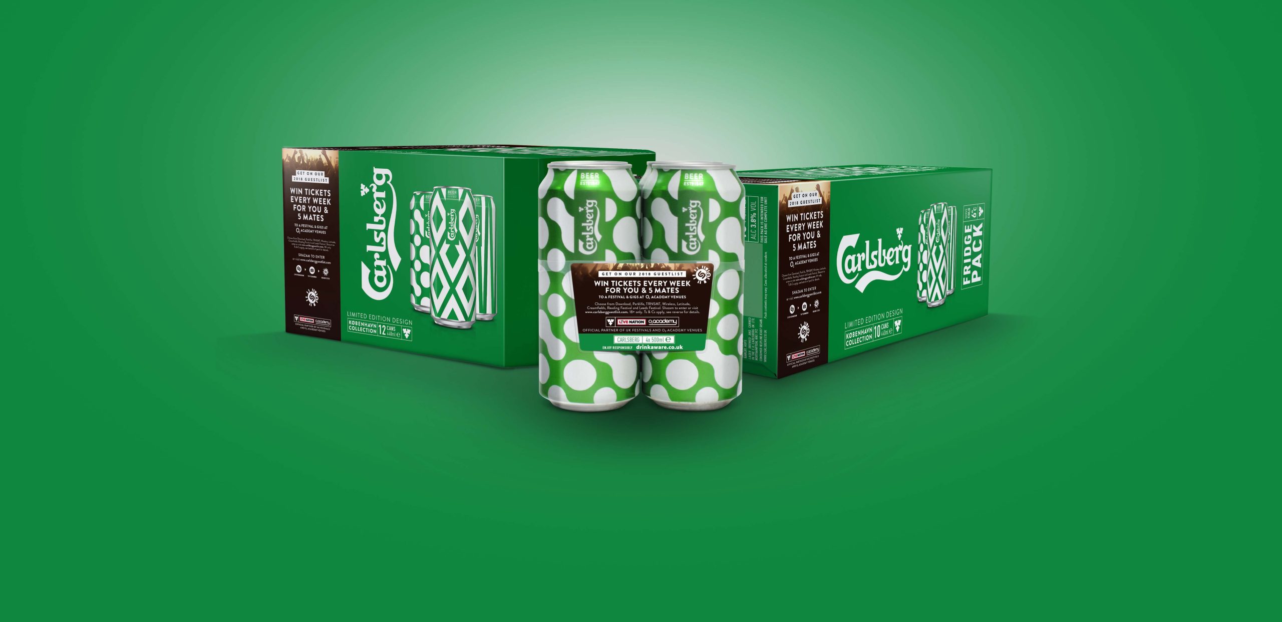 Carlsberg UK will be giving away a prize bundle including Live Nation and O2 Academy tickets to one lucky winner each week for 12 weeks, as part of its partnership with music event organisers Live Nation and to celebrate the Danish beer brand’s up-weighted focus on live music for 2018.