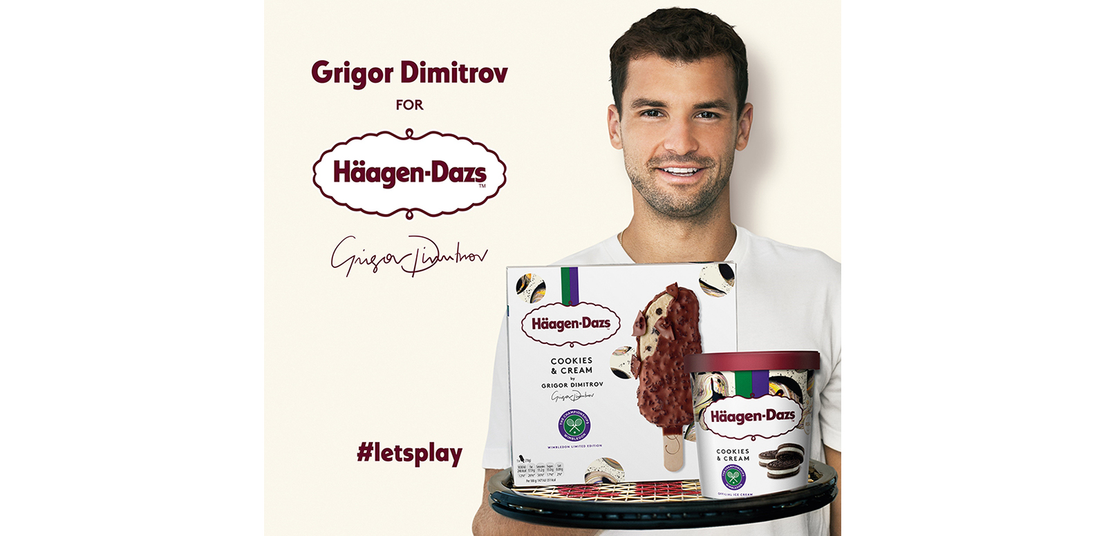 In 2018, Häagen-Dazs is returning to the All England Club as the Official Ice Cream of The Championships, Wimbledon, for the third year running. This year, in a celebration of brand ambassador Grigor Dimitrov’s favourite ice cream flavour, Cookies & Cream, the brand is challenging the classic champion Strawberries & Cream to a battle to find out which will be the No.1 flavour of the summer.