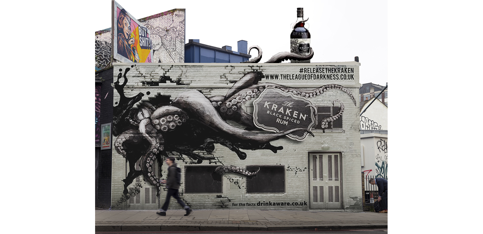 The Kraken Black Spiced Rum has partnered with Kinetic, the UK’s leading out-of-home (OOH) agency, to bring the brand’s iconic mythical beast to life on the streets of East London as part of a major new creative 3D OOH campaign.