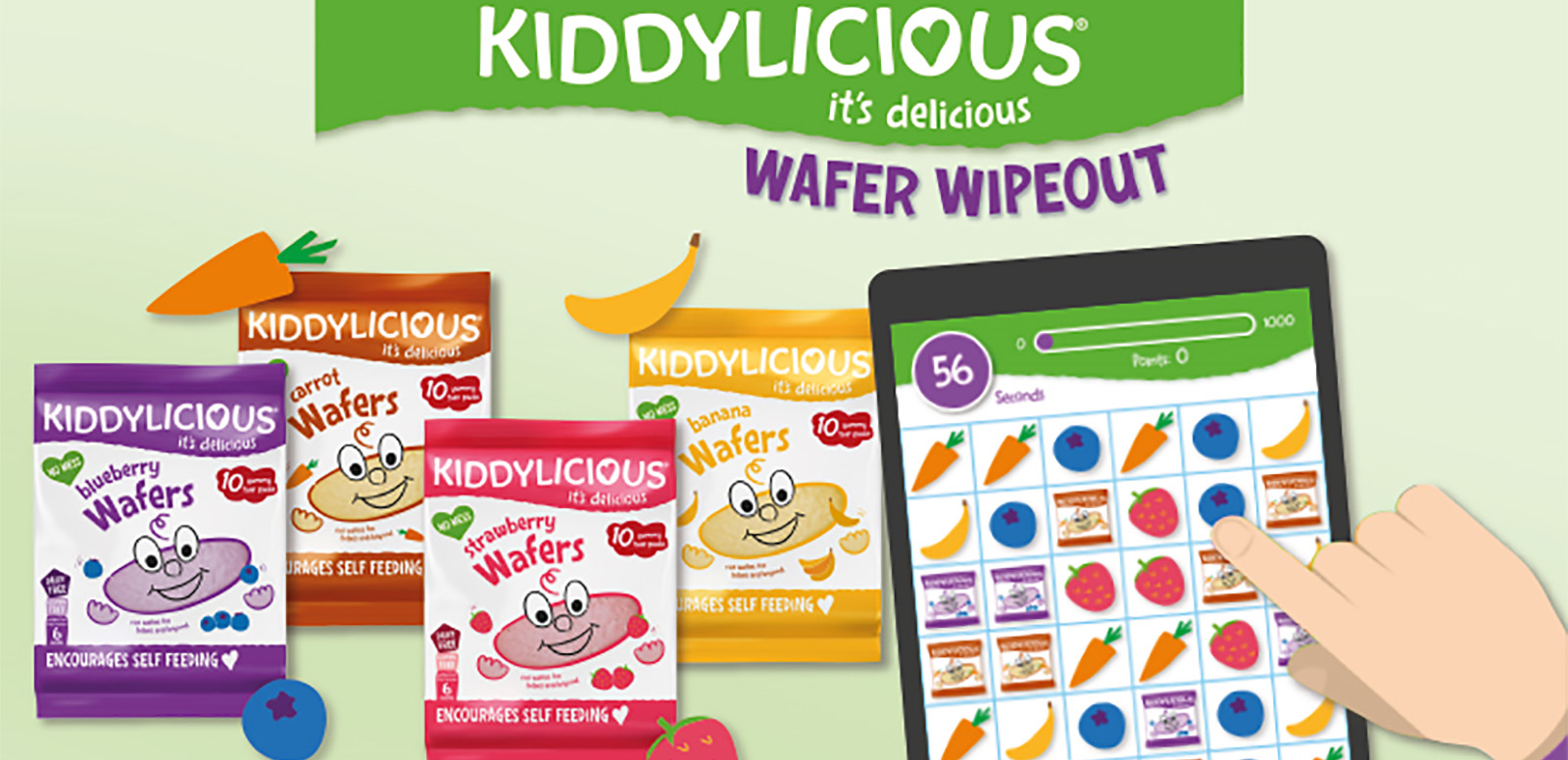 Baby and toddler food brand Kiddylicious has created a new version of its hugely popular online game, Wafer Wipeout, with new graphics, ingredients and prizes.