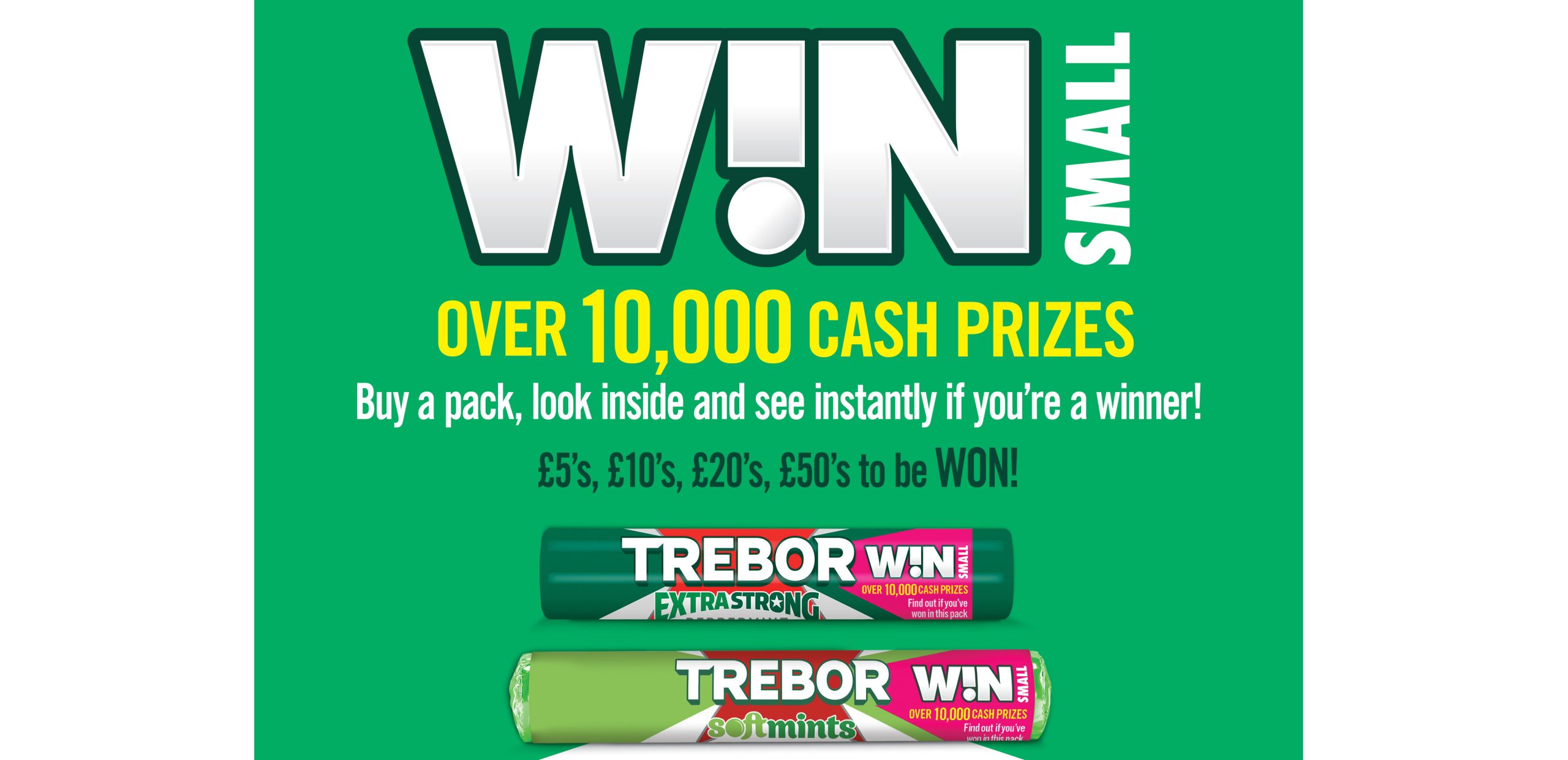 Trebor, the UK’s number one mint brand, is offering thousands of consumers the chance to win between £5 and £50 in its latest on-pack prize draw, Trebor Win Small.